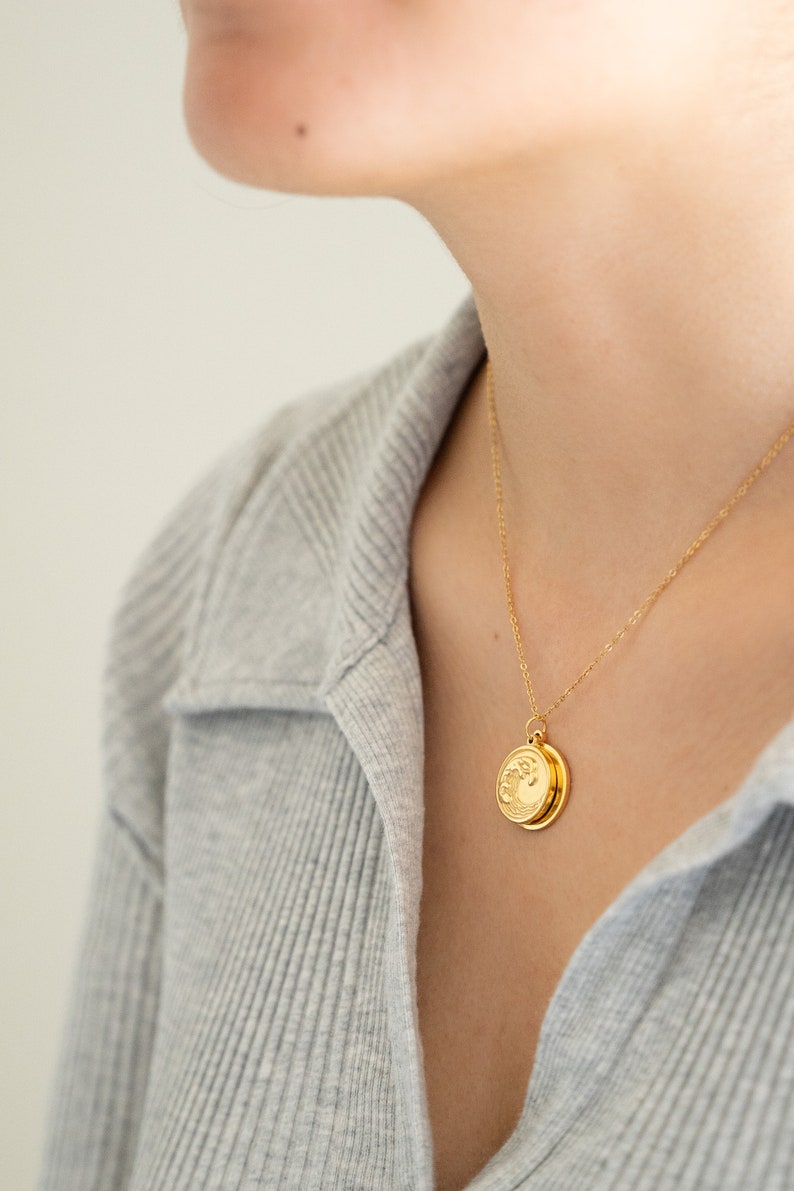 Ocean Wave Pendant Necklace This Too Shall Pass Necklace 18k Gold Filled Jewelry Handmade Custom Necklace Resilience Necklace image 3