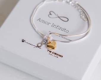 Sterling Silver Mom Bracelet | Mothers Day Gift | Infinity Love Bracelet | Heart Charm | Knot Bracelet | Custom Gift