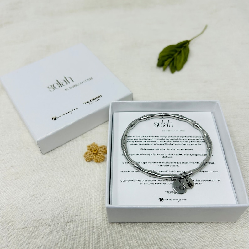 Selah Bracelet / Christian Love Gift / Stainless Steel Bangle / Pause Bracelet / Faith Bracelet / Charm Jewelry / Selah Charms image 4