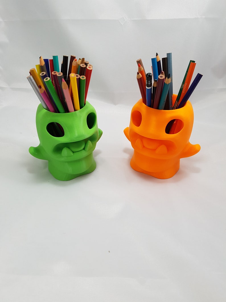 Pencil Cup Monster Holder For Desk Colored Pencils Color Crayon Tidy Organizer