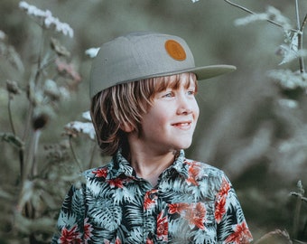 Tree Camper Hat | Kid's Heather Gray unisex Hat with Tree Patch | Children's ball cap | Outdoor Head Wear | Hiking hat | Youth headwear