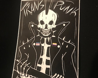 Trans Punk Skeleton Sticker