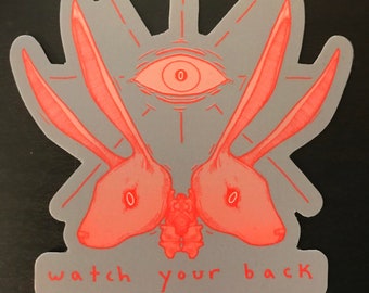 Watch Your Back Rabbit Sticker