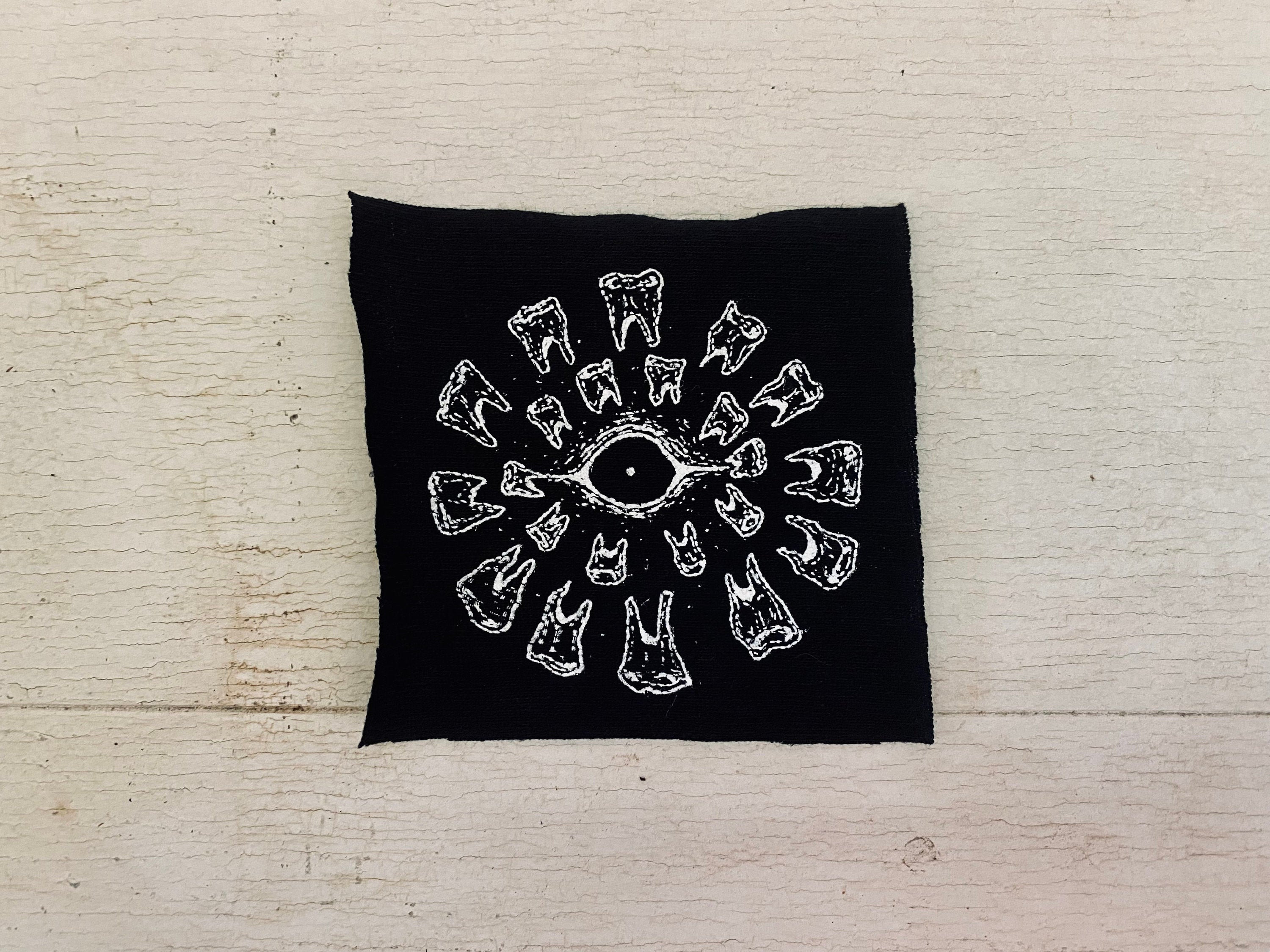Teeth + Eye Sew On Screenprinted Punk Patch