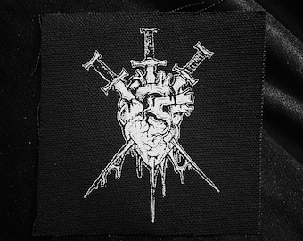 Three Of Swords Heart Tarot Punk Sew On Screenprinted Patch