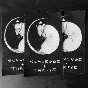 Rat Scavenge & Thrive Punk Sy-på screentryckt tygmärke