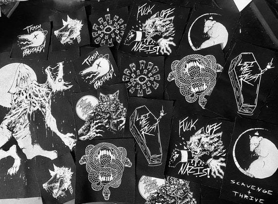 6 Toppe Ricamate Con Matita Punk – Accessori Abbigliamento Per Personalizzare Giubbotti E Zaini - 3