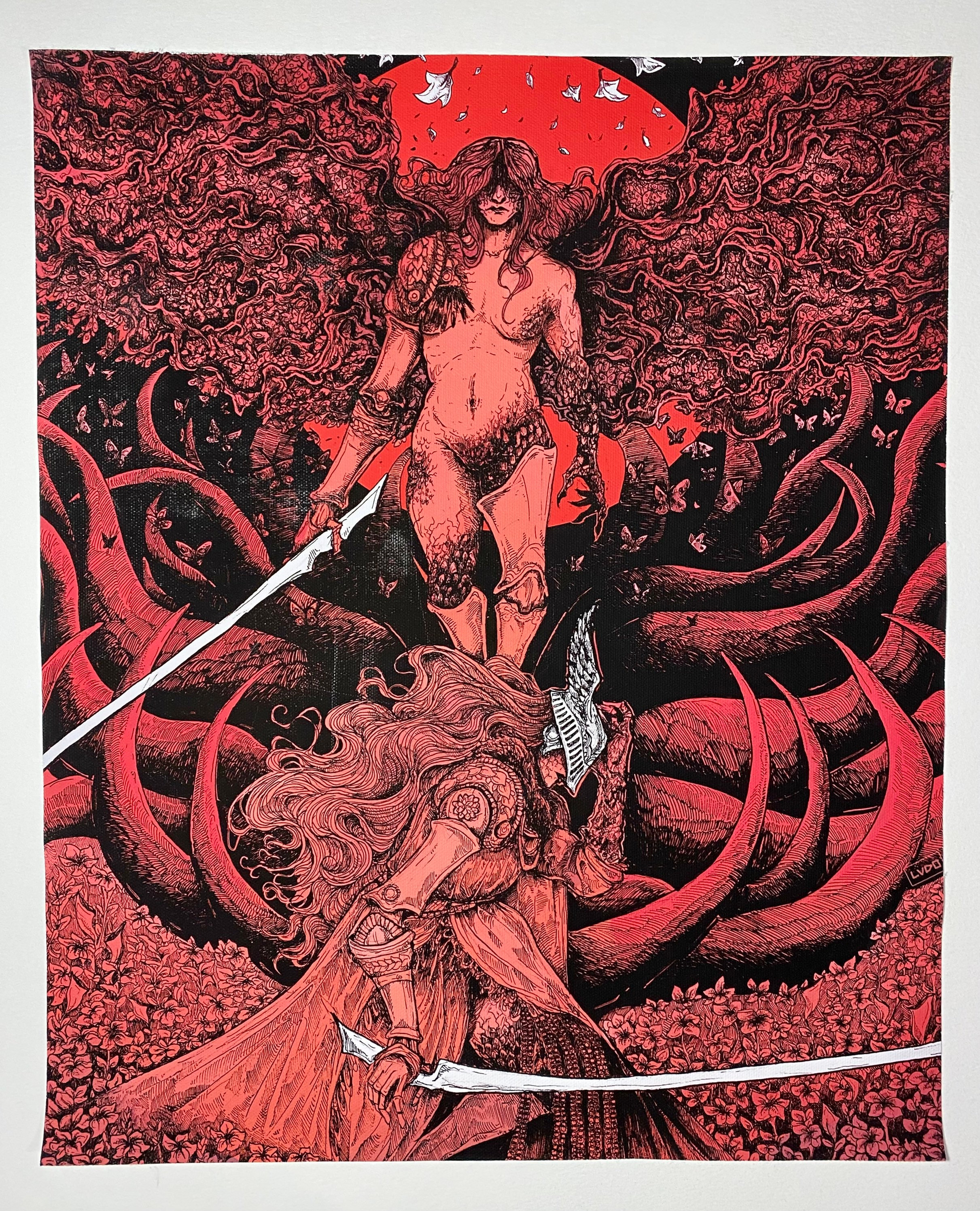 Elden Ring  Kirby Malenia (+background), an art print by Uchi