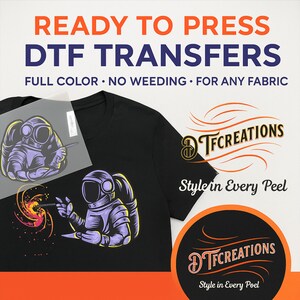 dtf transfers ready to press Large Rolls 24" or 13" rolls Width DTF Transfer Roll Bulk Direct to Film Transfer Personalized Iron Decal Gang image 4