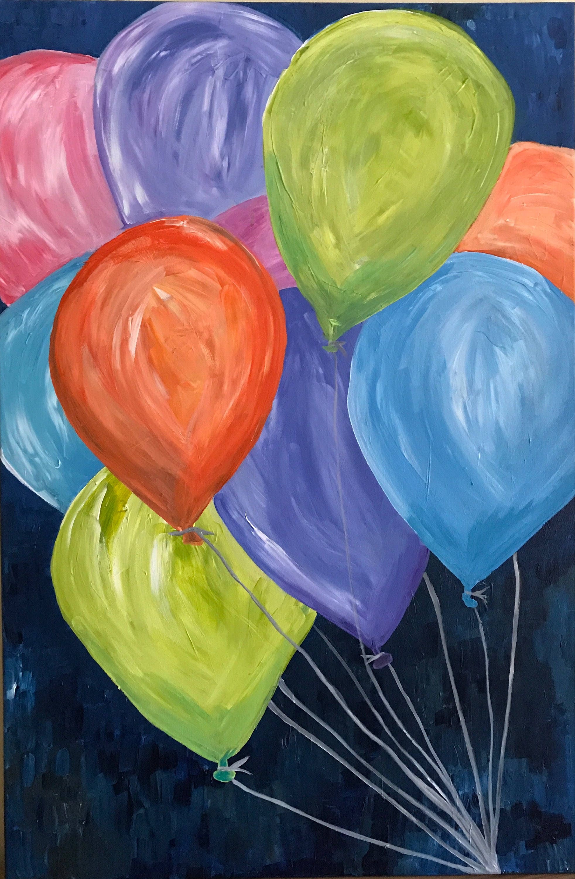 art nursery art balloon painting on canvas/ original nursery | Etsy