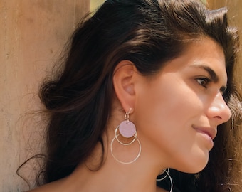 Eco-Friendly Cork Earrings, Rose Gold Hoops, Lightweight Bohemia