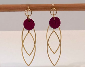 Eco-Friendly Cork Dangle Earrings, Vegan Leather, Lightweight