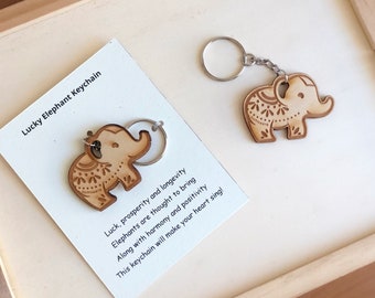 Laser Etched Elephant Keychain, Good Luck Charm Gift