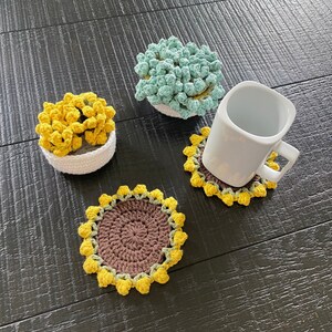 Crochet Coaster Flower Pot | Crochet Flower Coaster | Crochet Tulip Coaster | Crochet Flower Pot