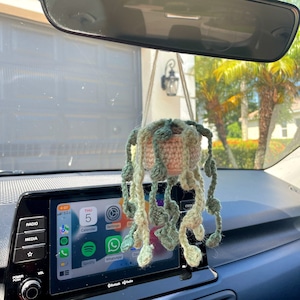 Crochet Hanging String of Pearls, Crochet Hanging Succulent, Rear View Mirror Accessory, Car Decor