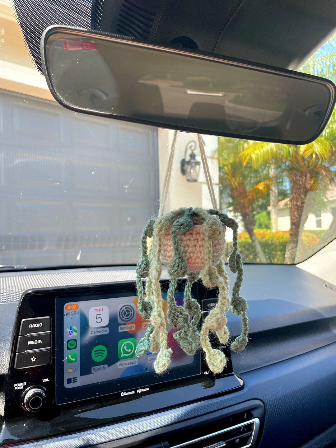 Crochet Hanging String of Pearls, Crochet Hanging Succulent, Rear View