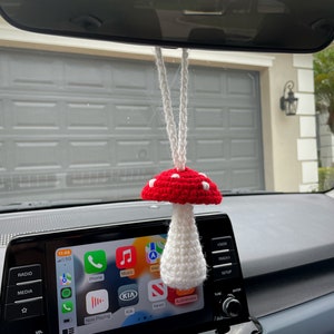 Crochet Mushroom Car Charm