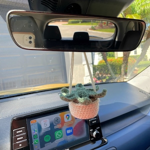 Crochet Hanging Succulent, Car Accessory, Car Rear View Mirror Charm