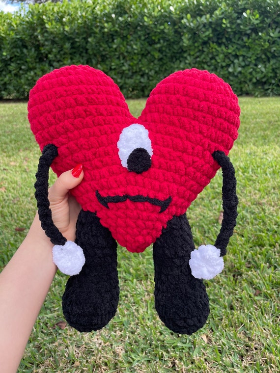 Crochet Bad Bunny Heart Pillow - Etsy