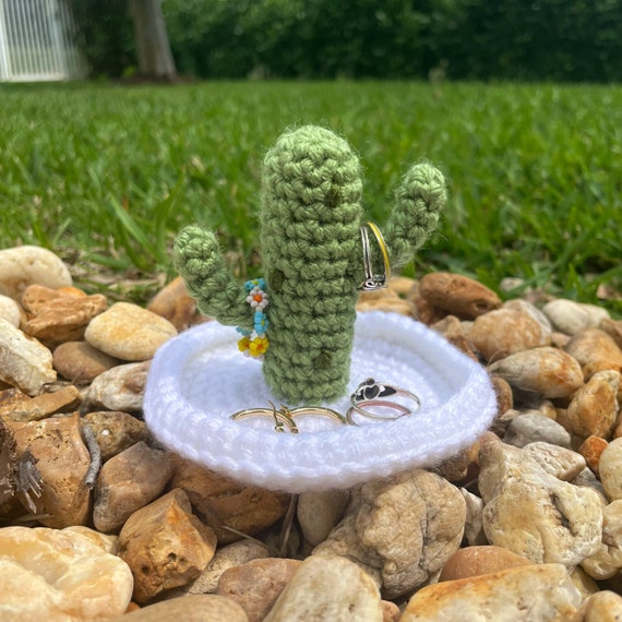 Crochet Cactus Jewelry Holder Etsy UK
