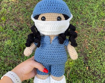 Handmade Crochet Nurse Teddy Bear Toy