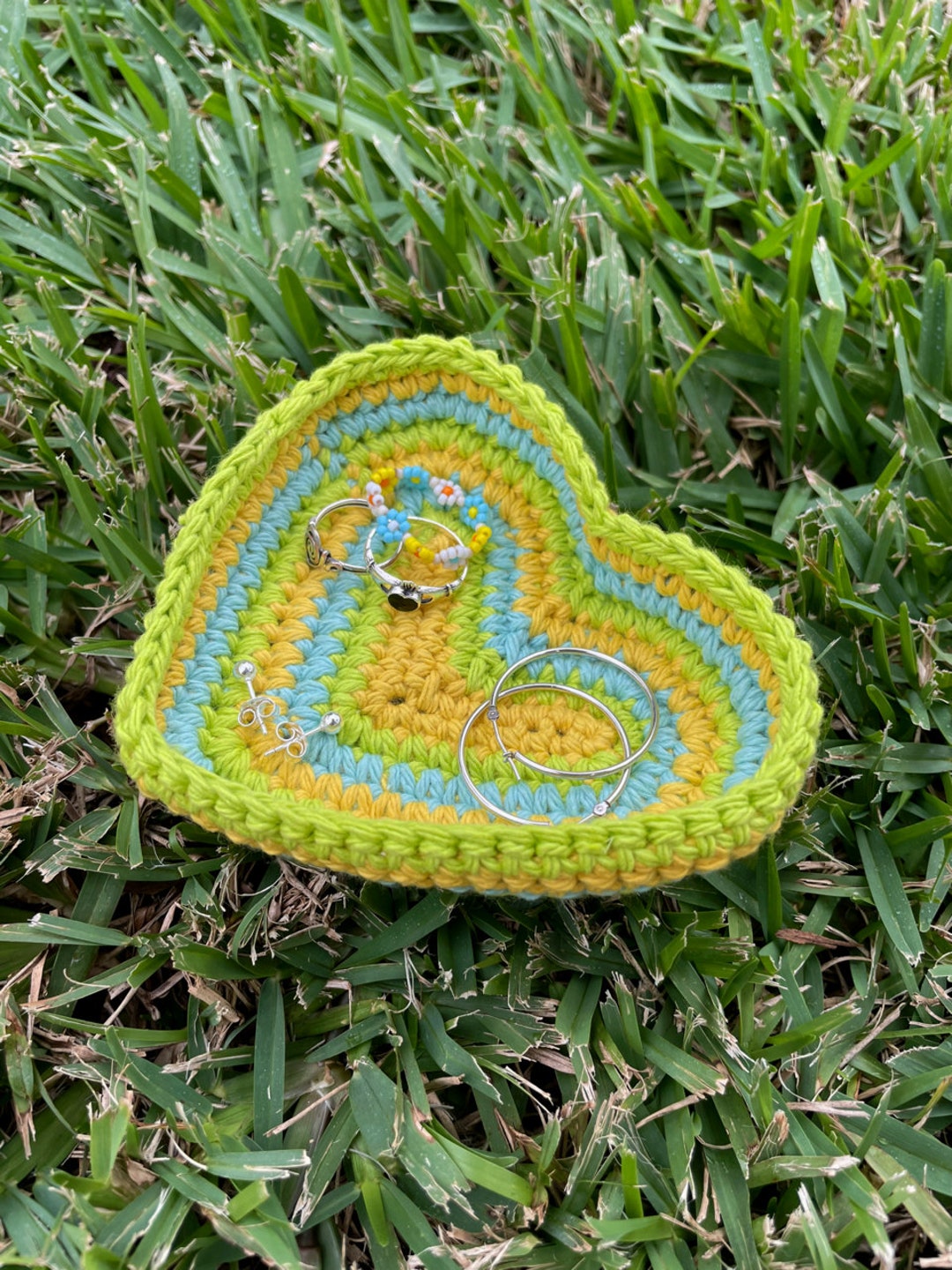 Crochet Heart Jewelry Holder Etsy