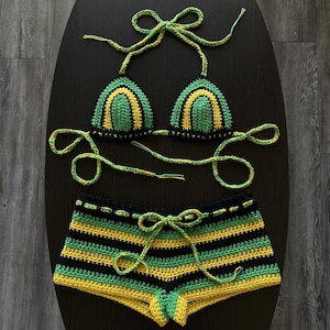 Crochet Bikini Set | Crochet Micro Shorts | Mini Shorts | Crochet Crop Top | Matching Bikini Set | Crochet Clothes
