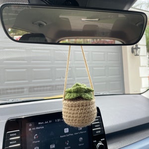 Crochet Hanging Plant, Car Accessory, Car Rear View Mirror Charm