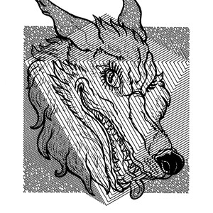 Hex Wolf 9x12" print on heavy cardstock by Etchofo x Jakhals geometric artwork black and white