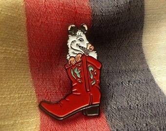 Cowboy Boot Possum Soft Enamel Pins