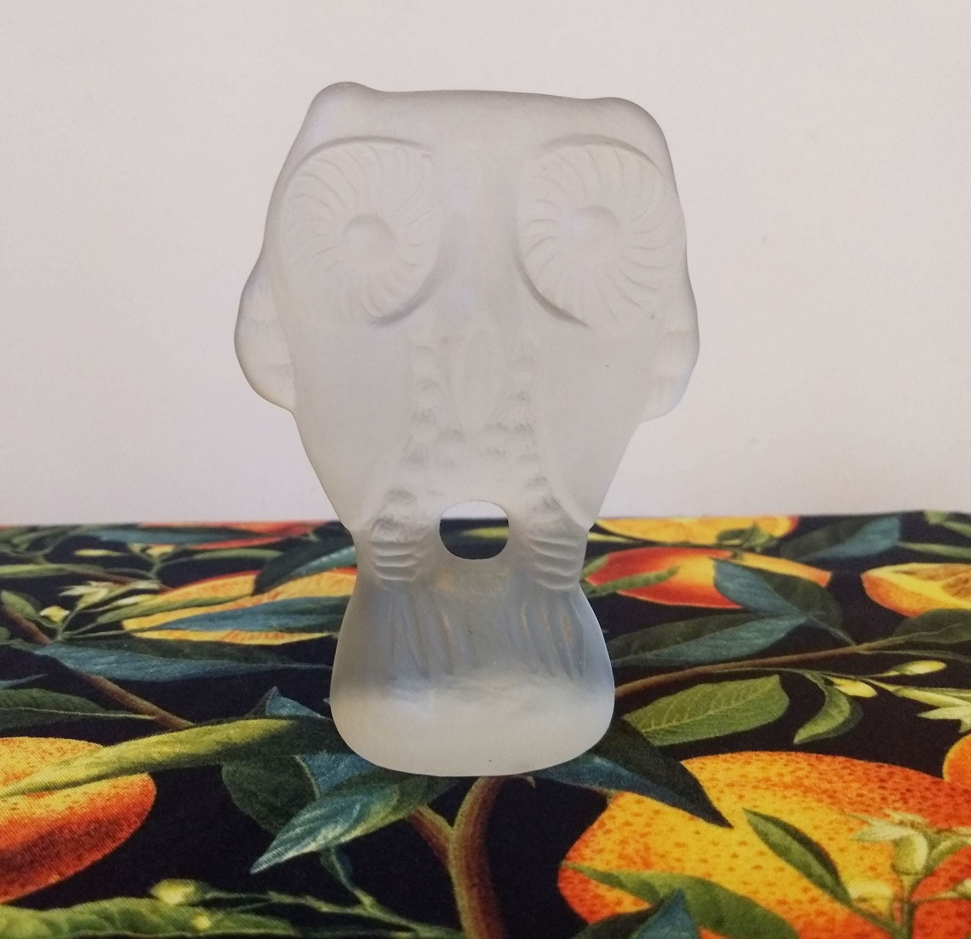 Frosted clear glass owl figurine stylized vintage