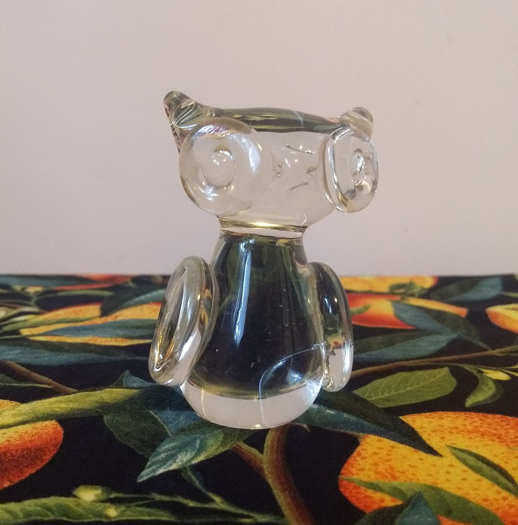 Action Industries crystal glass stylized owl figurine vintage
