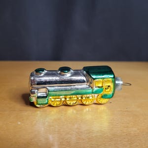Vintage Austrian blown glass locomotive train Christmas ornament