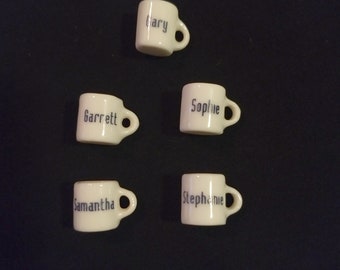 Miniature Coffee Cup ~ Initial G ~ Dollhouse ~ Charm ~ Stocking Stuffer ~ Crafts 