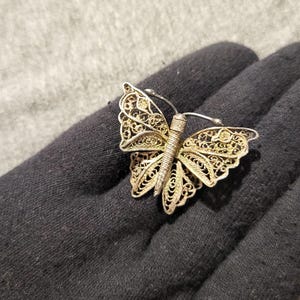 Vintage sterling silver filigree butterfly brooch