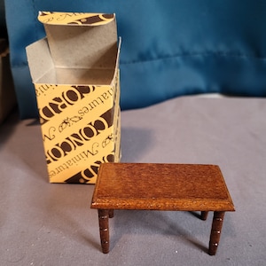 Concord Miniatures brown wooden dollhouse furniture miniature coffee table in original box