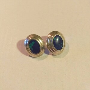 Vintage Azurite oval shaped post earrings made in Mexico