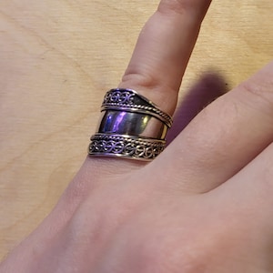 Sterling silver cigar band ring size 7 1/2 with ornate design