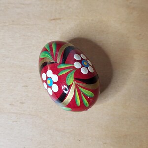 Vintage small decorative wooden hand-painted egg 2 1/4"