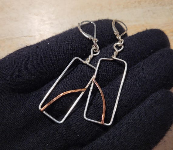 Vintage sterling silver rectangular silver wire f… - image 3