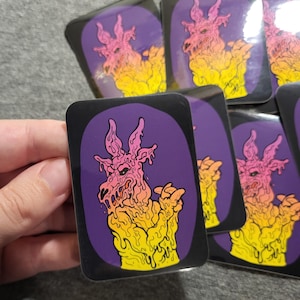 Goopy slime Baphomet goat devil demon glossy vinyl sticker