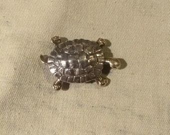 Sterling silver TAMI turtle brooch