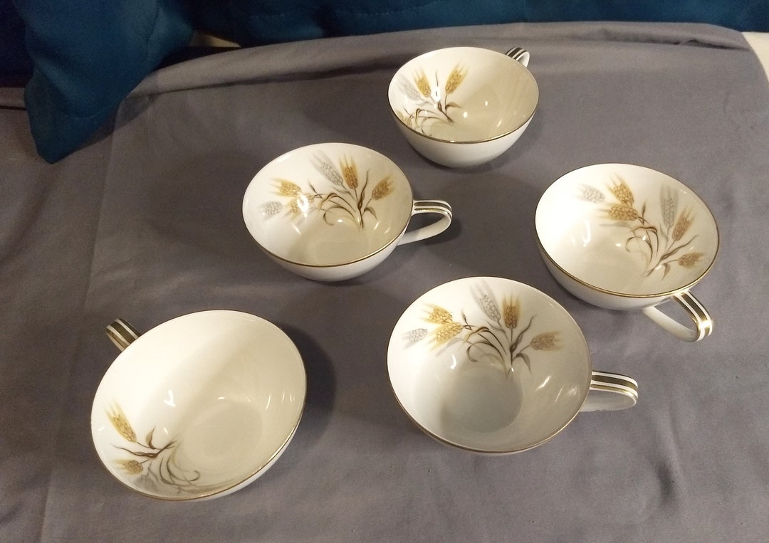 Set of 5 Noritake Fine China Tea Cups With Wheat Pattern #5414 - Etsy