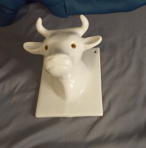 Large White Cow Head Towel Holder or Wall Decor Etsy