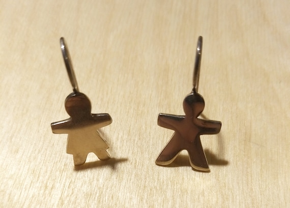 Sterling silver gingerbread man and woman silhoue… - image 1
