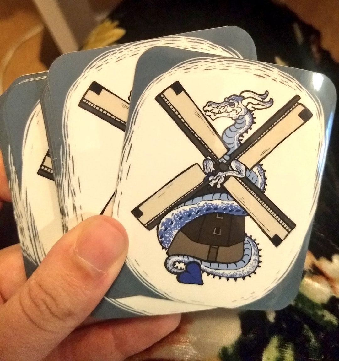 Windmill Wyrm Dragon and Windmill Vinyl Sticker Dutch Nederlands
