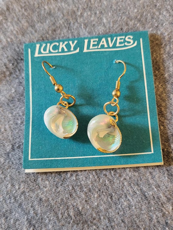 Lucky Leaves vintage 24k gold dipped rainbow shel… - image 1