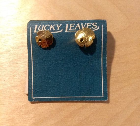 Lucky Leaves 24k gold dipped sand dollar stud ear… - image 1