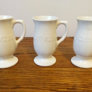 Vintage Cappuccino Goblet Mugs: Embossed Crackle Glaze, Set of 3