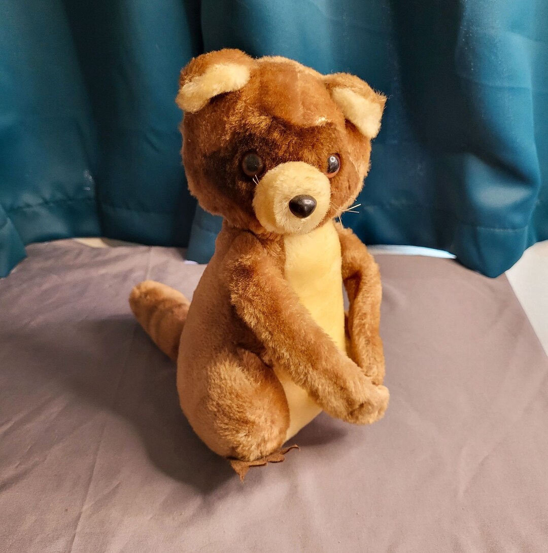 Dakin 1979 Hugging Raccoon Plush Stuffed Animal Velcro Paws Etsy
